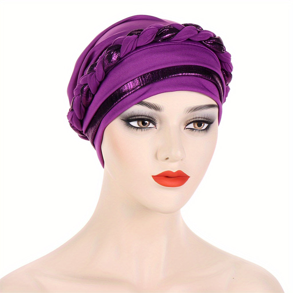 Braided Twist Turban Hat Block Beanies Women's Bandana Outdoor Hijab Hat