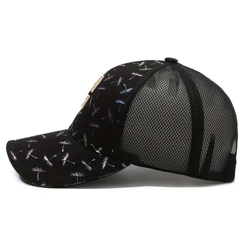 Embroidery Mesh Trucker Hat Dandelion Hot Stamping Hip Hop Couple Baseball Cap