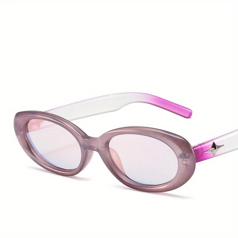 Y2K Oval Sunglasses Punk Star Charm Gradient Glasses UV400