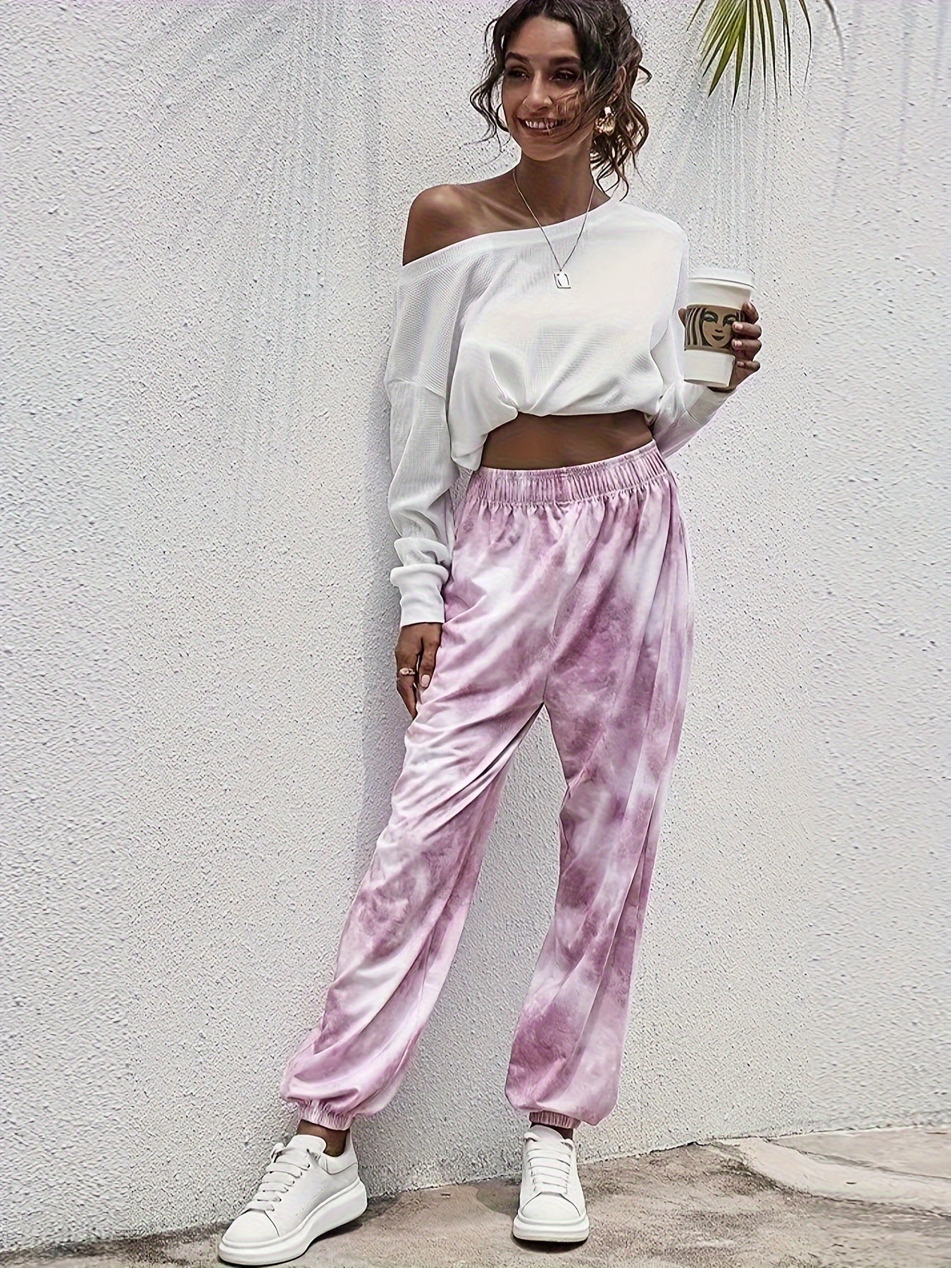 Women's Plus Tie Dye High Rise Jogger Trousers