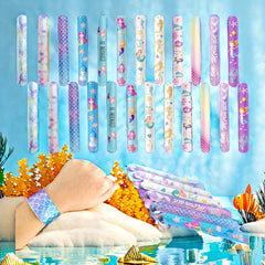 Mermaid Slap Bracelets 12pcs Vibrant Party Favors & Birthday for Kids