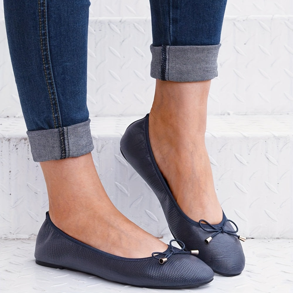 Women's Bow Decor Ballet Flats Slip On Anti-slip Shoes