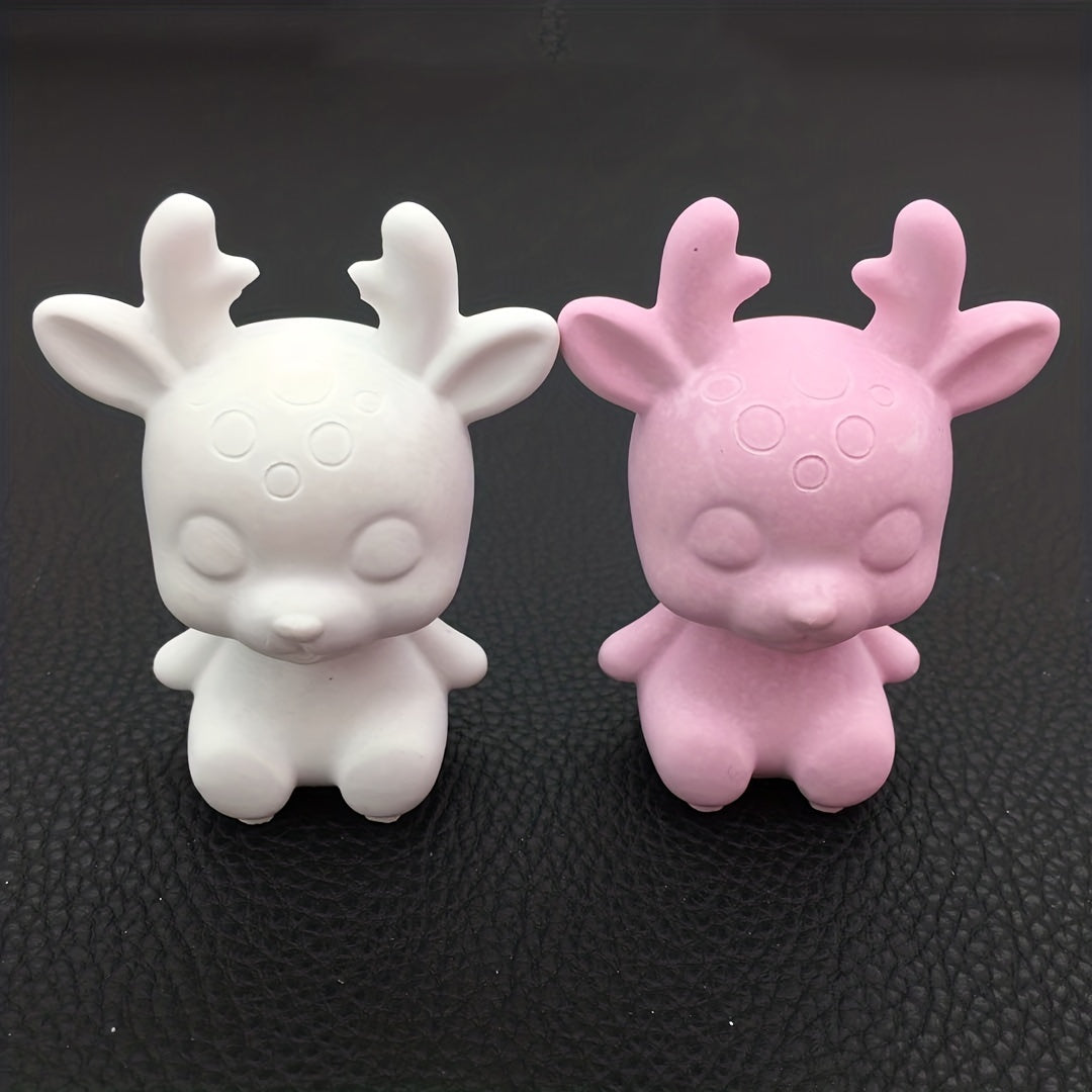 3D Mirror Christmas Deer Silicone Mold Aromatherapy Gypsum Ornament