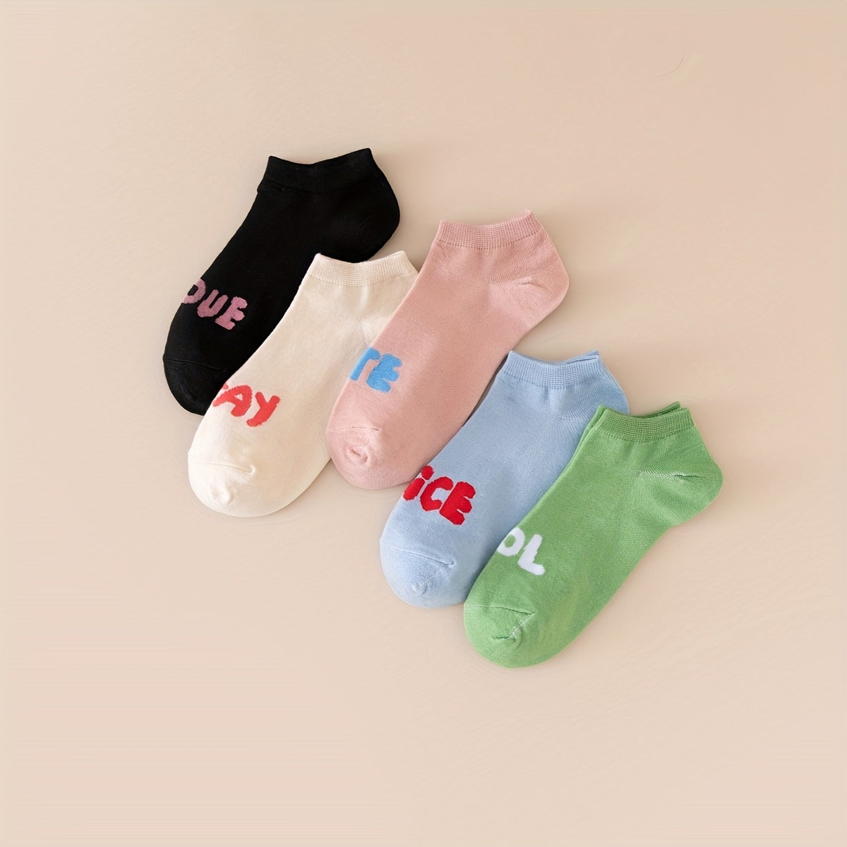 10 Pairs Letter Print Ankle Socks Women's Stockings
