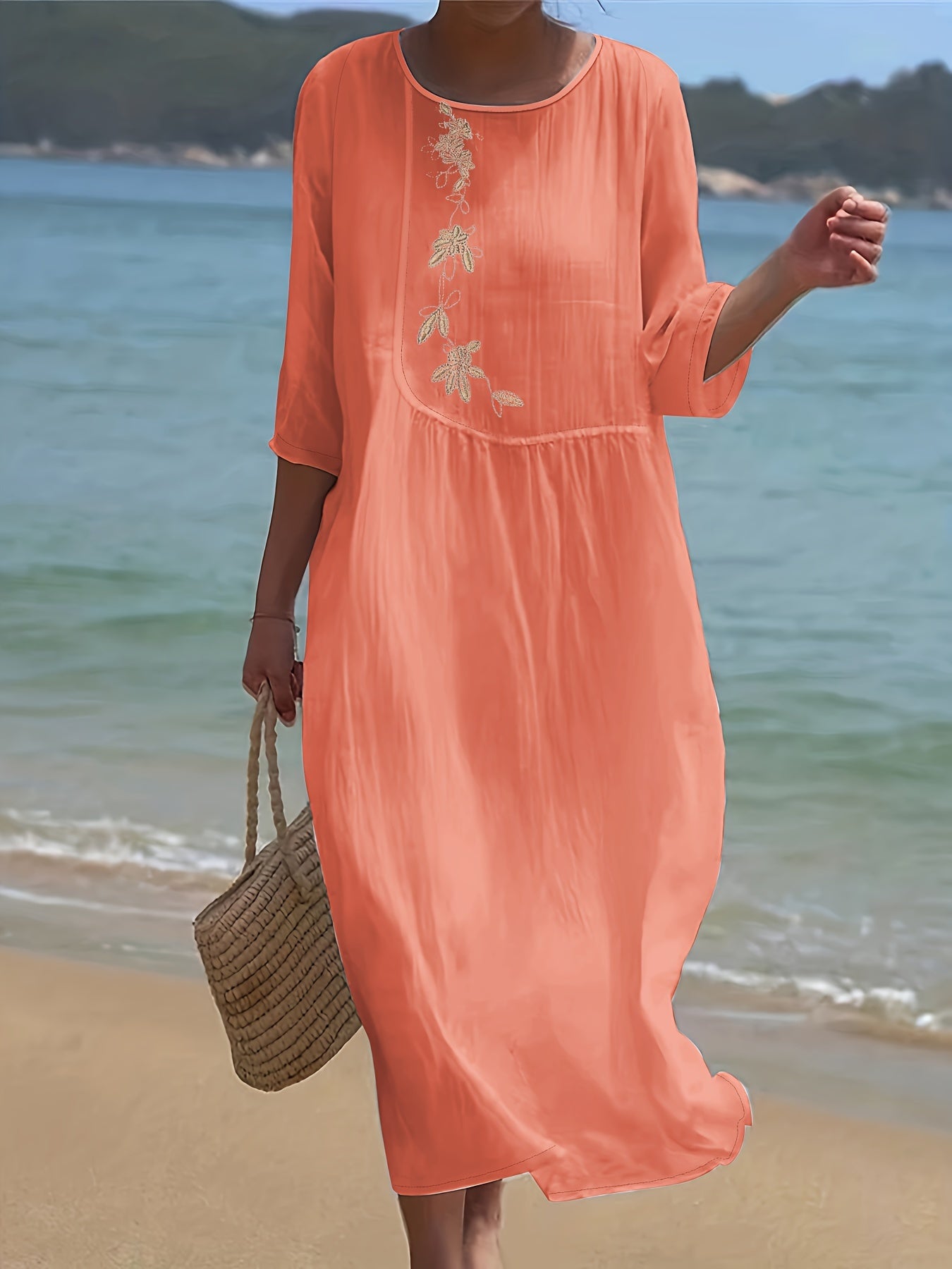  Women's Floral Embroidered Maxi Dress