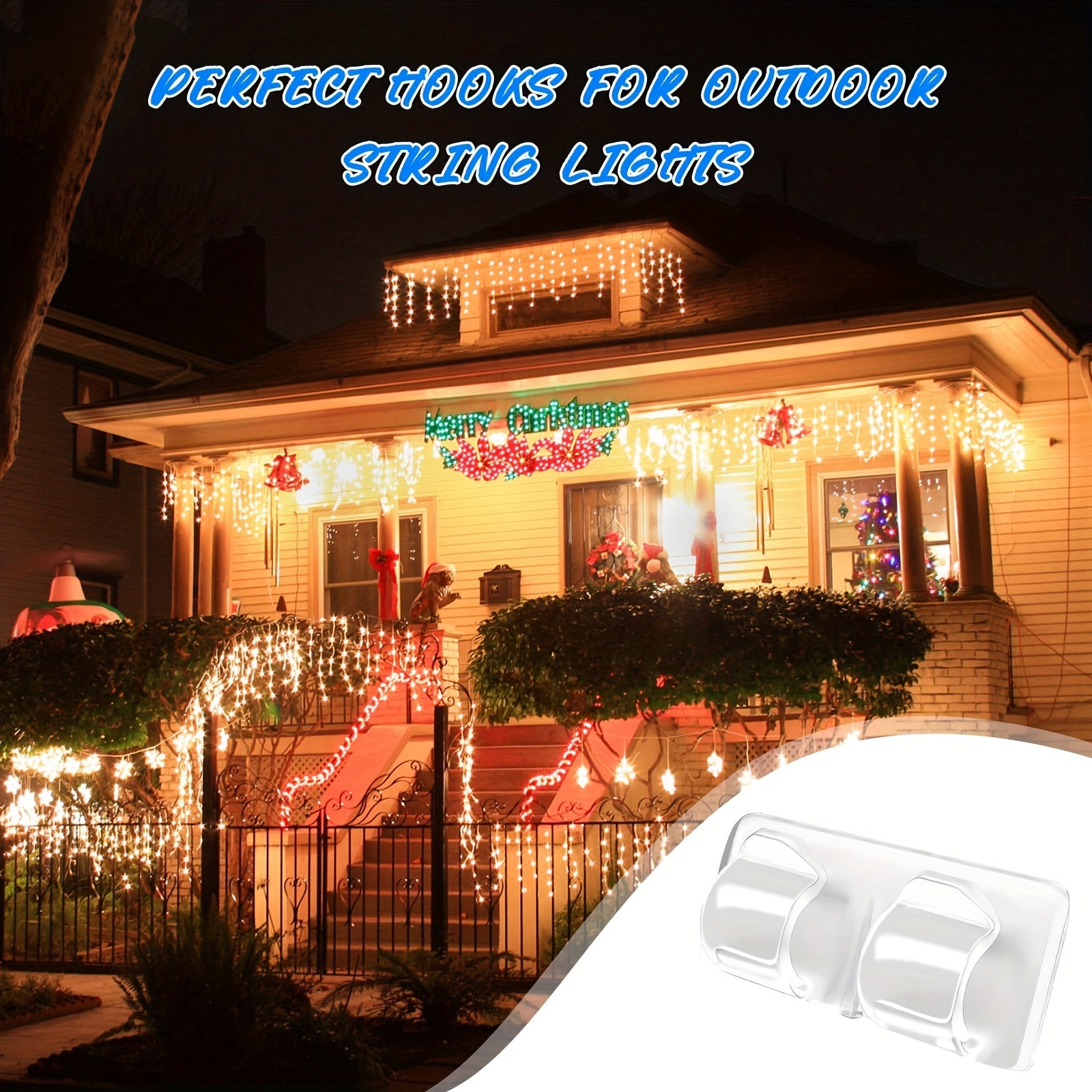 20pcs Self Adhesive Hook Clip for String Lights Waterproof Durable Clips