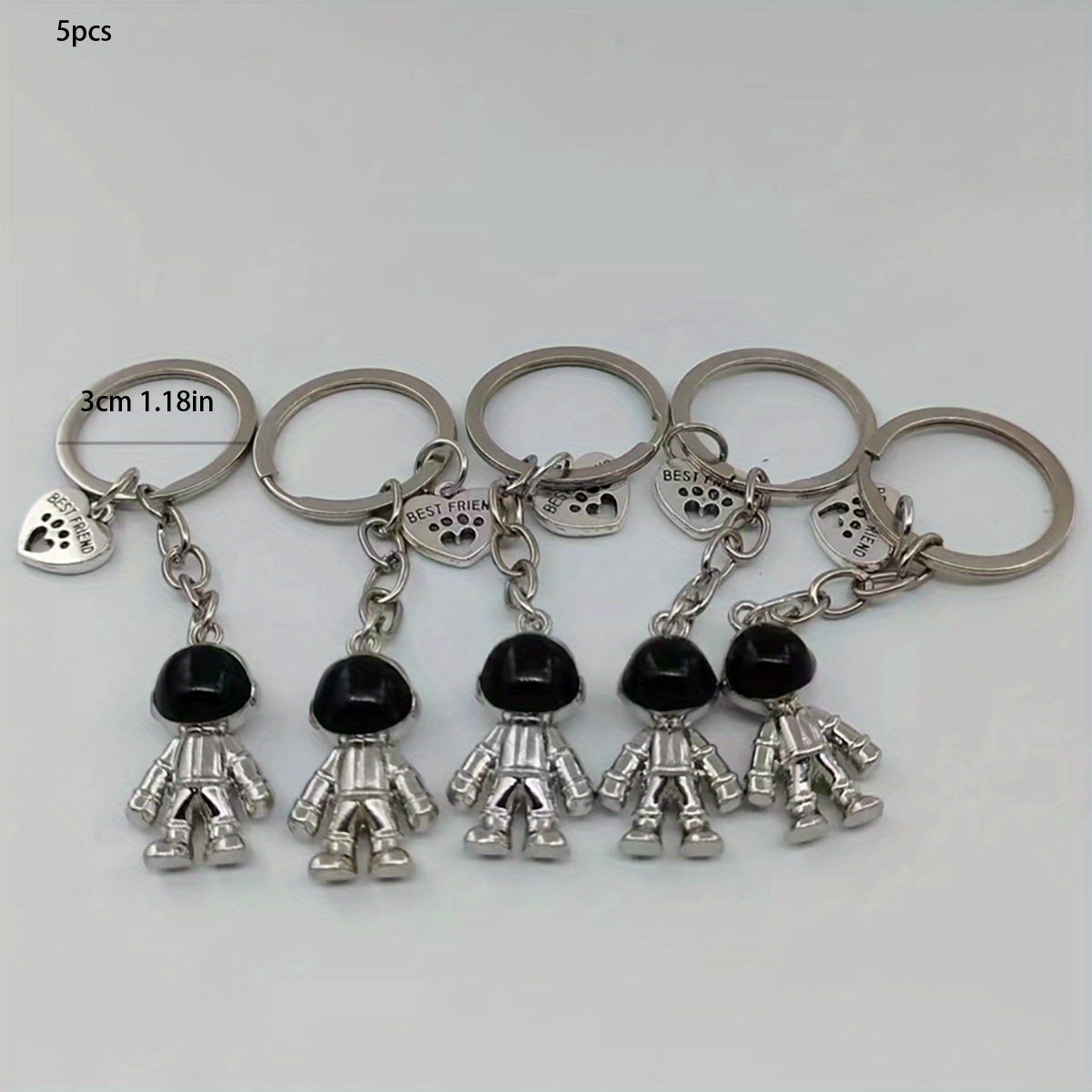 Heart Astronaut Keychain Alloy Backpack Purse Charm Key Ring