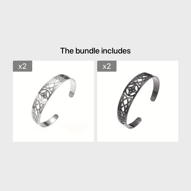 Stainless Steel Witch Knot Adjustable Open Cuff Bracelet