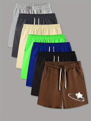 Star Pattern Comfy Shorts Men's Casual Elastic Waist Drawstring Shorts