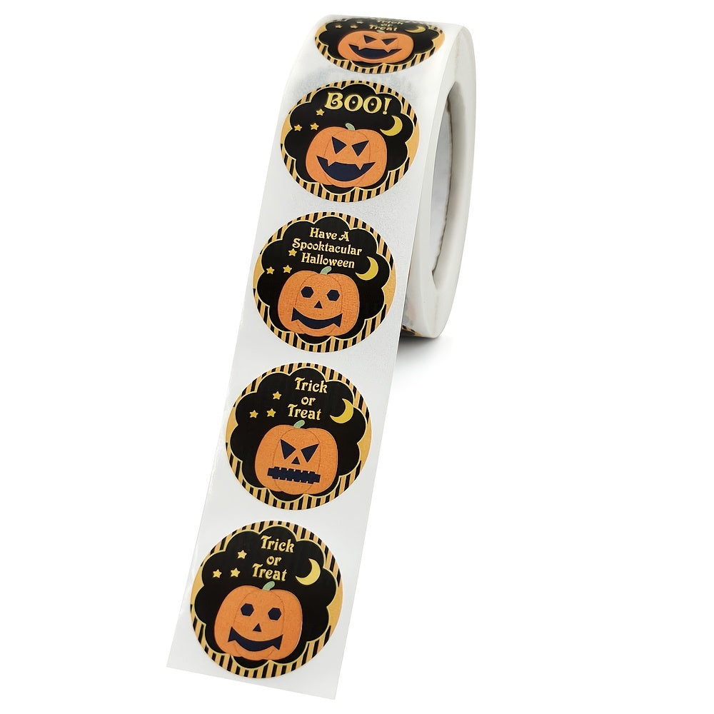 500pcs Halloween Pumpkin Round Stickers for Gift Food Packaging Reward Play Toy