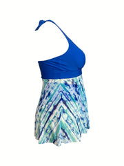  Tie Dye Peplum Tankini Set