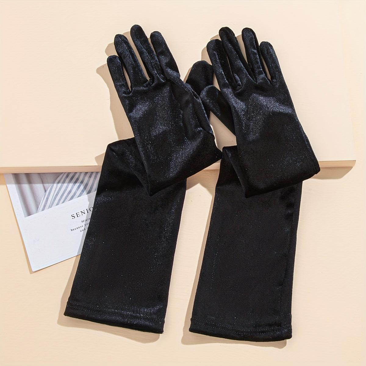Velvet Long Gloves Solid Vintage Women Dress Gloves