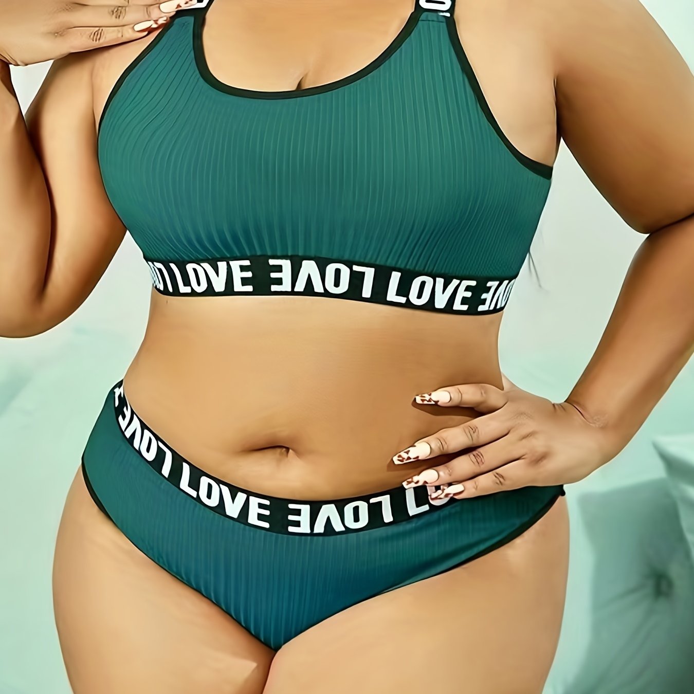  Sports Lingerie Set Criss Cross Bra & Panty Two Piece Set