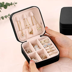 Portable Grid Jewelry Storage Box Necklaces Organizer Case