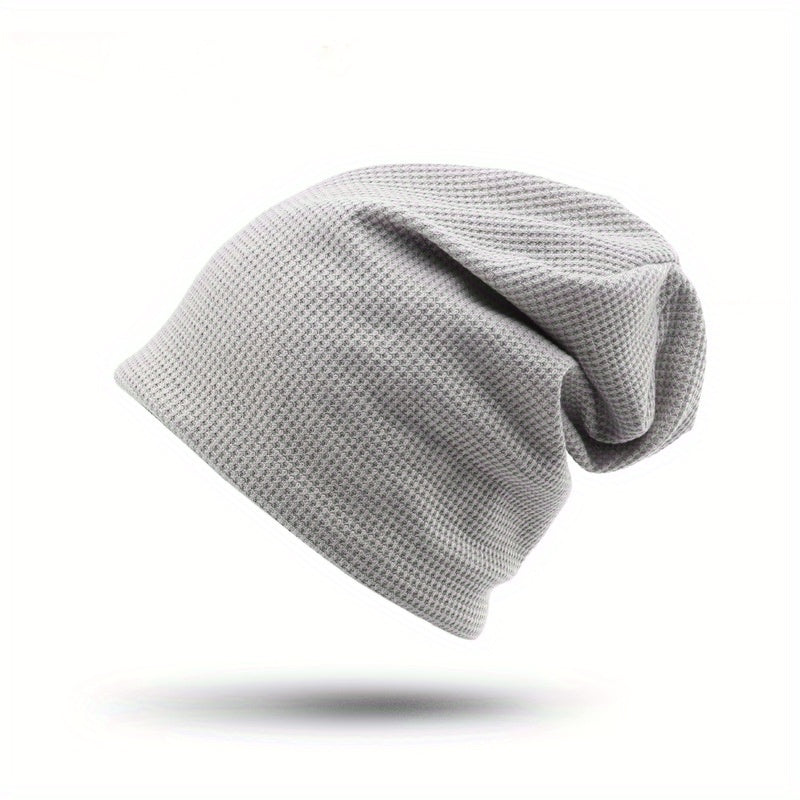 Embossed Solid Lightweight Slouchy Skull Cap Unisex Couple Knitted Beanies