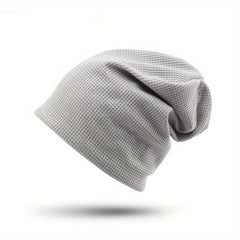 Embossed Solid Lightweight Slouchy Skull Cap Unisex Couple Knitted Beanies