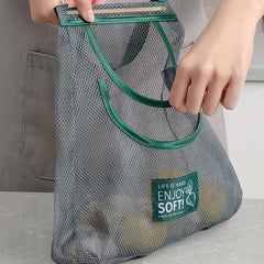 6PCS Hanging Mesh Storage Bag for Fruit Vegetable Garlic & Oni