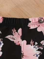 2pc Baby Girls Flower Print Hoodie Pants Set