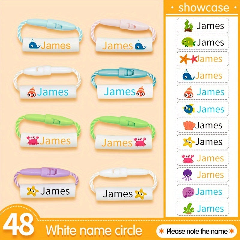 12pcs 24pcs 48pcs Undersea World Name Rings Custom Lanyard Buckle