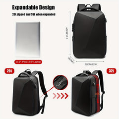 Casual Expandable Backpack 40 Laptop Bag Waterproof with Lock & USB Port