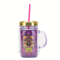 18oz Halloween Skull Water Cup Portable Straw Cup Sealed Carnival Cup
