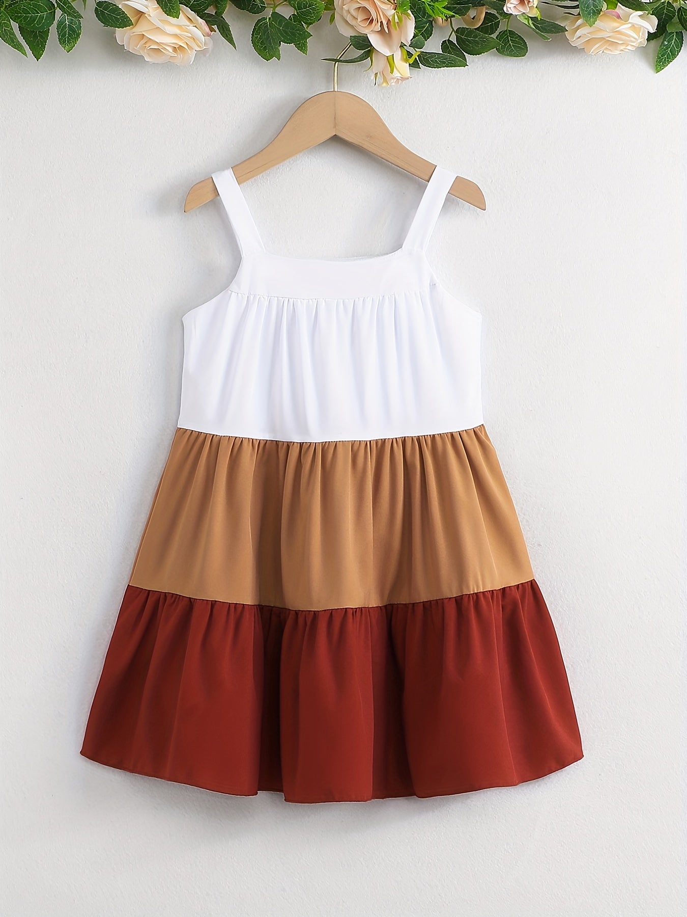 Girls' Colorblock Spaghetti Straps Cami Dress - Casual & Summer