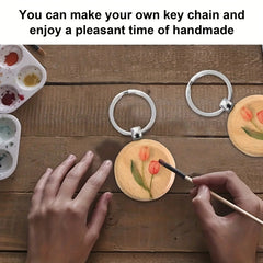 10pcs Round Wooden Keychain Engraving Blanks Key Tag DIY Keyring Crafts