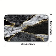 Marble Pattern Shower Curtain Set with 12 Hooks and Non Slip Bathroom Rug