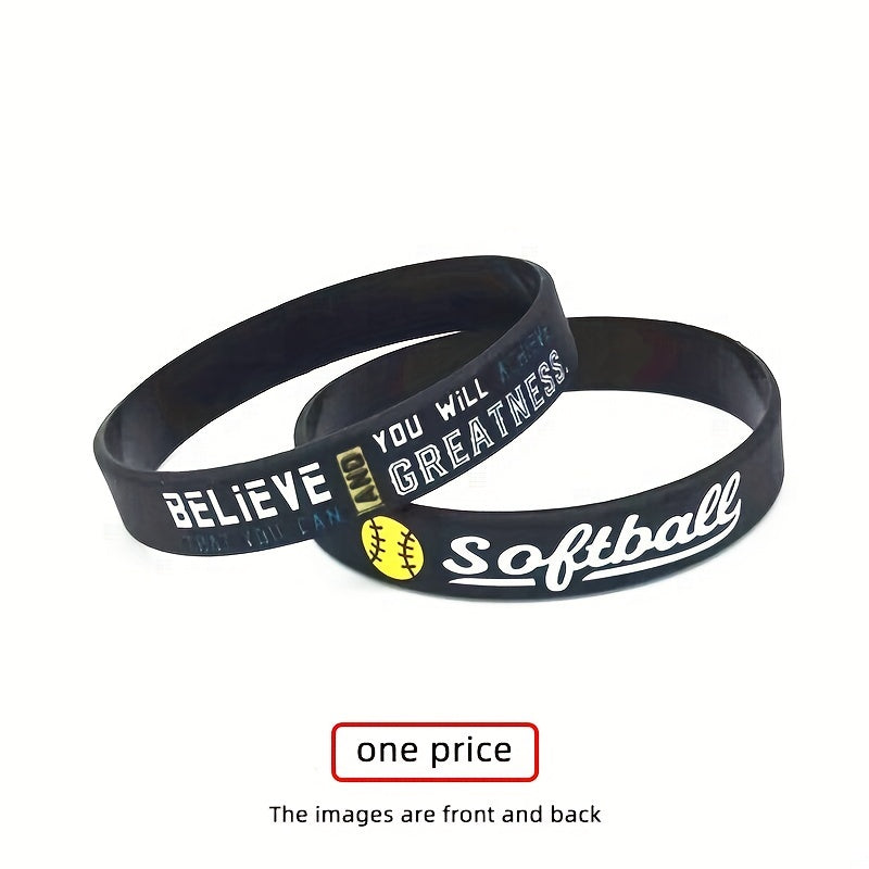 Softball Silicone Bracelet Inspirational Saying Sports Rubber Wristband