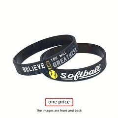 Softball Silicone Bracelet Inspirational Saying Sports Rubber Wristband