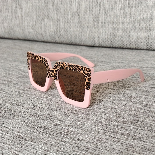 Leopard Print Frame Sun Protection Sunglasses for Teens