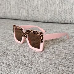 Leopard Print Frame Sun Protection Sunglasses for Teens