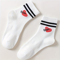 Heart Print Mid Tube Socks Women's Stockings