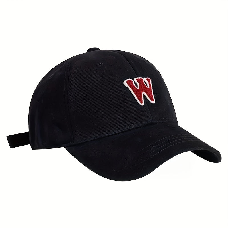W Baseball Cap Solid Cotton Dad Hat Adjustable Sun Hat