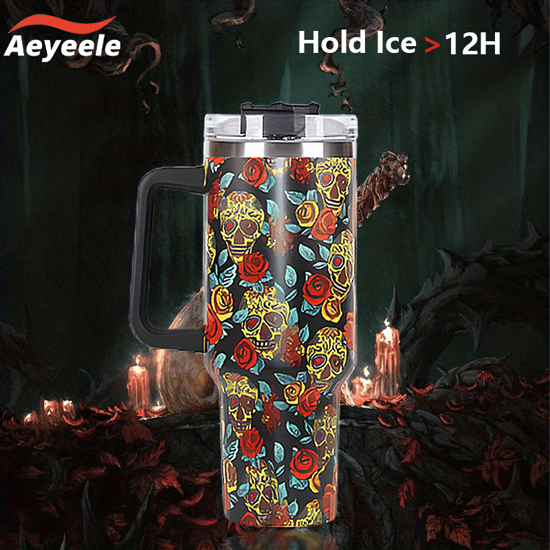 Aeyeele 40oz Skull Series Water Bottle Tumbler Insulated Stainless Steel