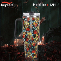 Aeyeele 40oz Skull Series Water Bottle Tumbler Insulated Stainless Steel