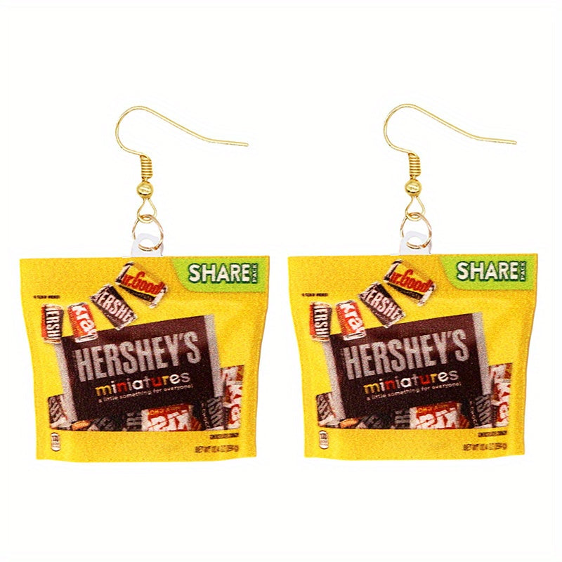 Funny Snack Bag Dangle Earrings Chip Candy Cookie Chocolate Bag Hip Hop Style