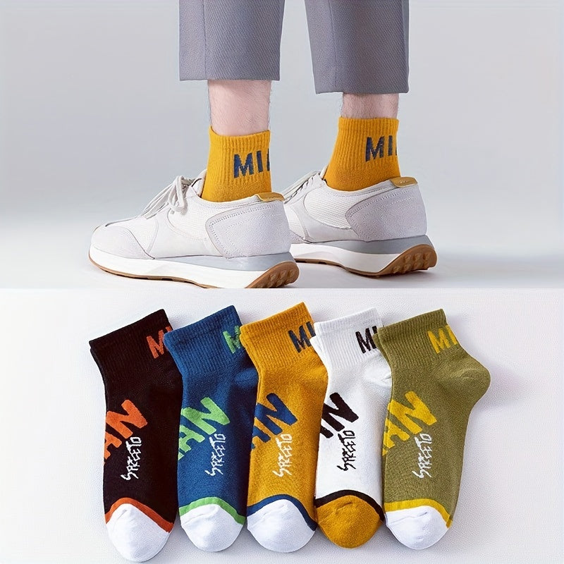 Men's Letter Pattern Crew Socks Breathable Comfy Casual Unisex Socks