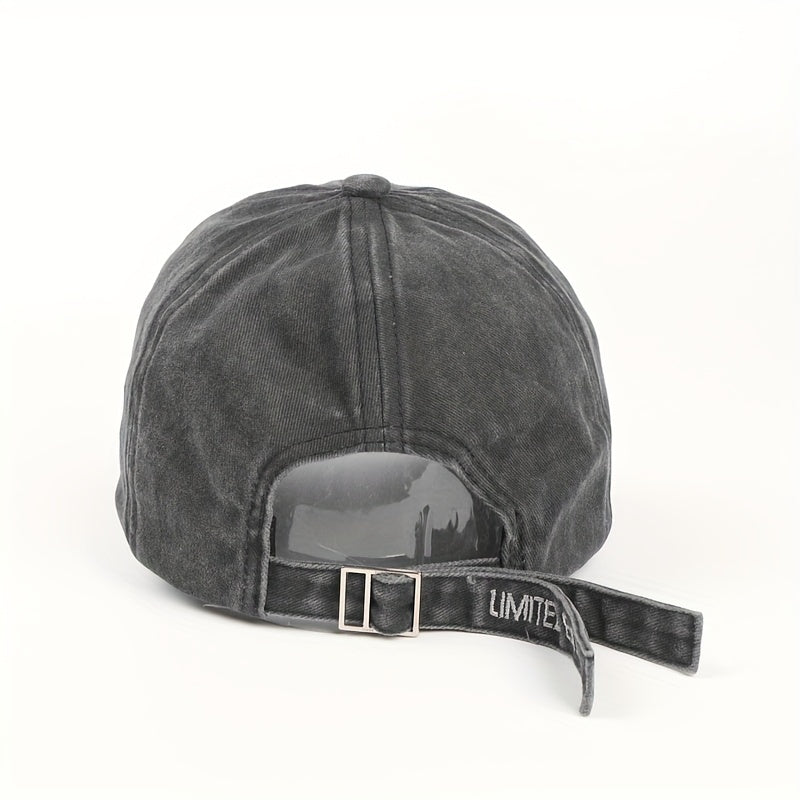 Vintage Mark Baseball Cap Street Retro Washed Denim Soft Top Curved Peaked Cap