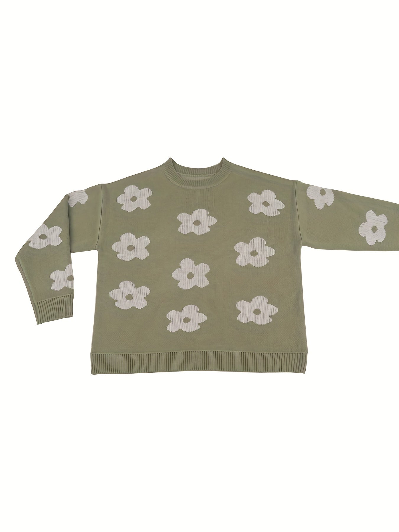  Floral Print Long Sleeve Sweater