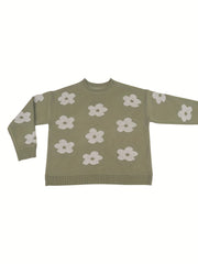  Floral Print Long Sleeve Sweater