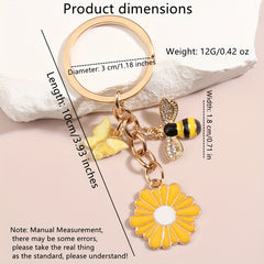 Dragon & Flower Keychain Metal Key Ring Handbag Car Charm Phone Pendant Gift