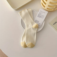 6 Pairs Contrast Trim Socks Mid Tube Women's Stockings