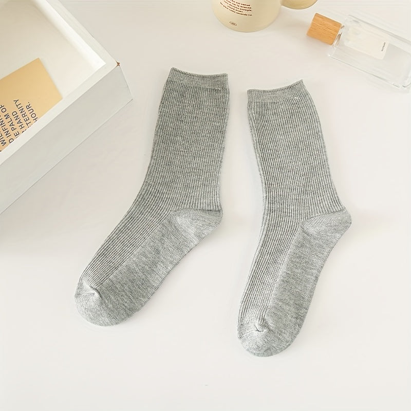4 Pairs Solid Socks Comfy & Breathable Women's Stockings