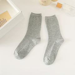 4 Pairs Solid Socks Comfy & Breathable Women's Stockings