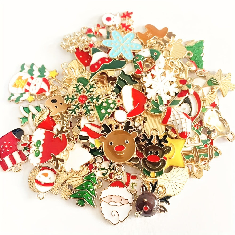200pcs Mix Random Christmas Drop Alloy Pendant Enamel Charms for DIY Jewelry