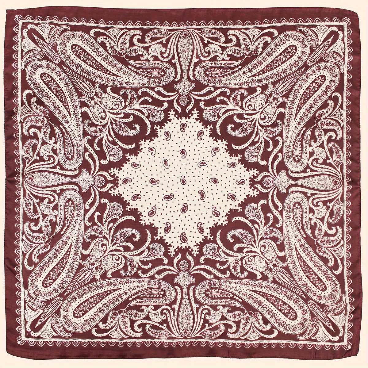 Boho Paisley Printed Square Scarf Silk Feeling Headscarf 70x70cm