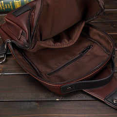 Men's Leather Crossbody Bag Vintage Chest Bag Large Capacity Satchel