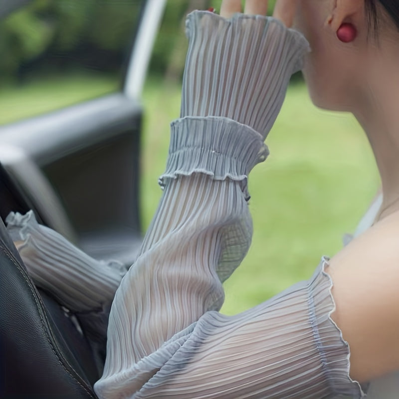 Lace Ruffles Long Gloves Sunscreen UV Protection Sleeves