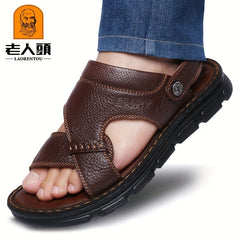 LAORENTOU Men's Leather Non Slip Sandals Summer